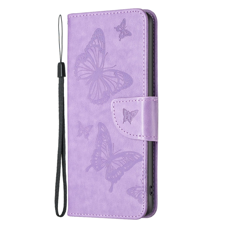 For iPhone 16 Pro Embossing Two Butterflies Pattern Leather Phone Case(Purple) - iPhone 16 Pro Cases by PMC TechLife | Online Shopping South Africa | PMC TechLife | Buy Now Pay Later Mobicred