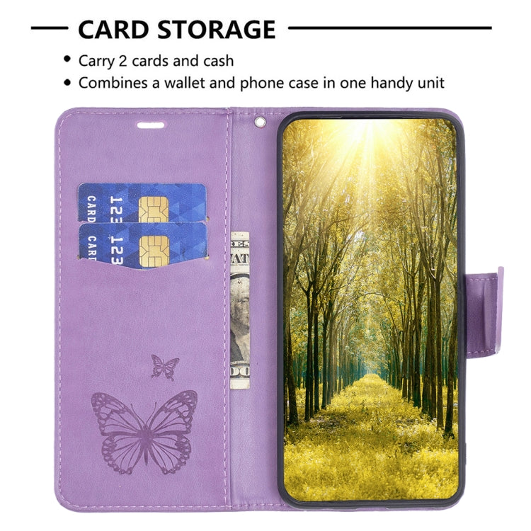 For iPhone 16 Pro Embossing Two Butterflies Pattern Leather Phone Case(Purple) - iPhone 16 Pro Cases by PMC Jewellery | Online Shopping South Africa | PMC Jewellery | Buy Now Pay Later Mobicred