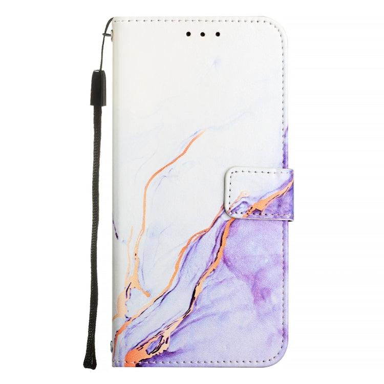 For iPhone 16 PT003 Marble Pattern Flip Leather Phone Case(White Purple LS006) - iPhone 16 Cases by PMC TechLife | Online Shopping South Africa | PMC TechLife | Buy Now Pay Later Mobicred