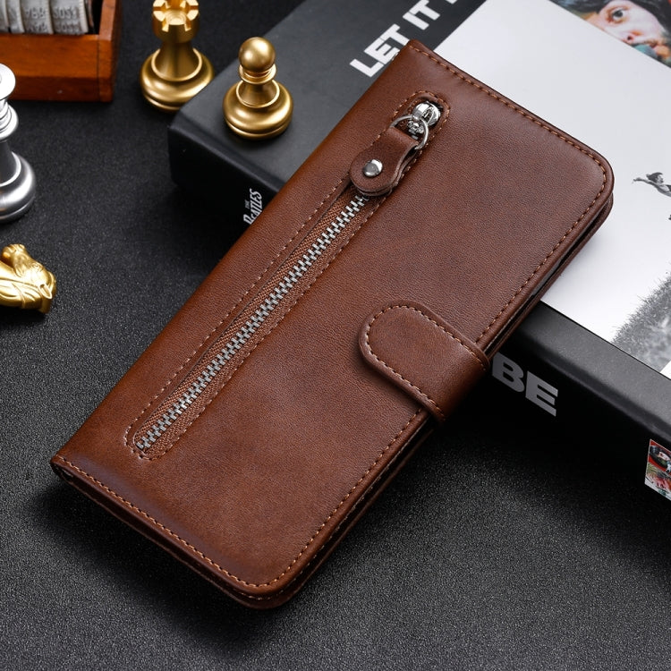 For Google Pixel 9 Pro Fashion Calf Texture Zipper Leather Phone Case(Brown) - Google Cases by PMC TechLife | Online Shopping South Africa | PMC TechLife | Buy Now Pay Later Mobicred