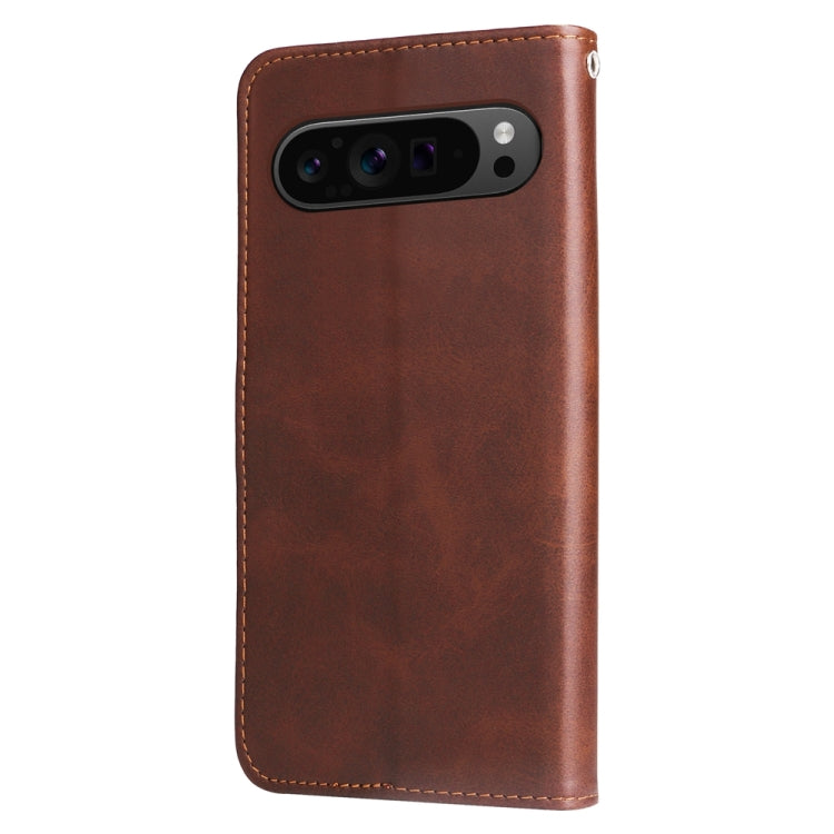 For Google Pixel 9 Pro Fashion Calf Texture Zipper Leather Phone Case(Brown) - Google Cases by PMC TechLife | Online Shopping South Africa | PMC TechLife | Buy Now Pay Later Mobicred