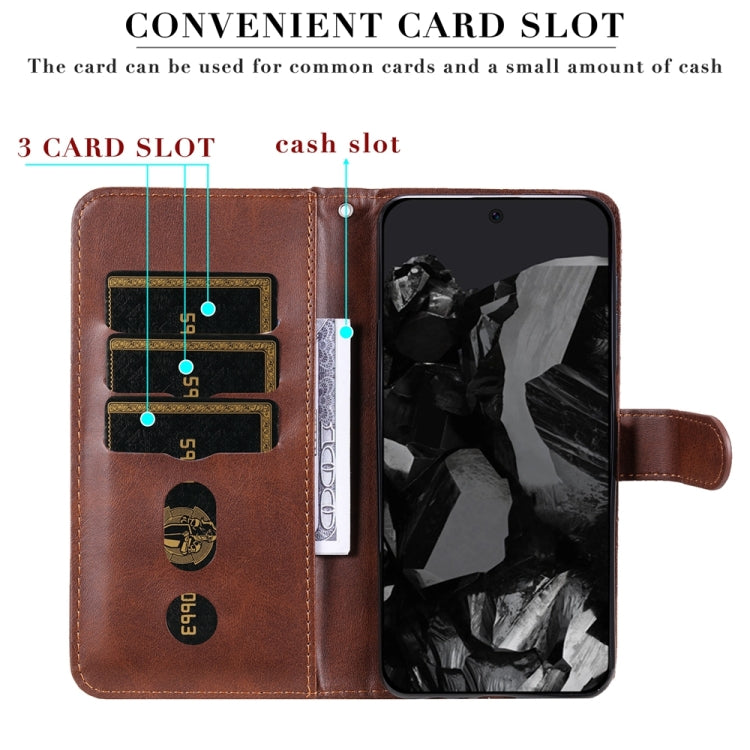 For Google Pixel 9 Pro Fashion Calf Texture Zipper Leather Phone Case(Brown) - Google Cases by PMC TechLife | Online Shopping South Africa | PMC TechLife | Buy Now Pay Later Mobicred