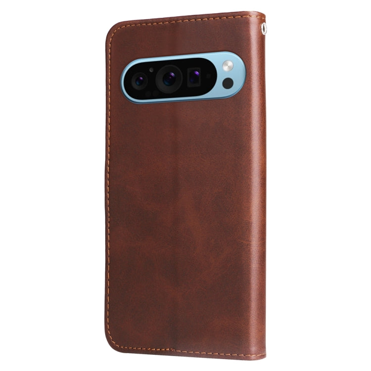 For Google Pixel 9 Fashion Calf Texture Zipper Leather Phone Case(Brown) - Google Cases by PMC TechLife | Online Shopping South Africa | PMC TechLife | Buy Now Pay Later Mobicred