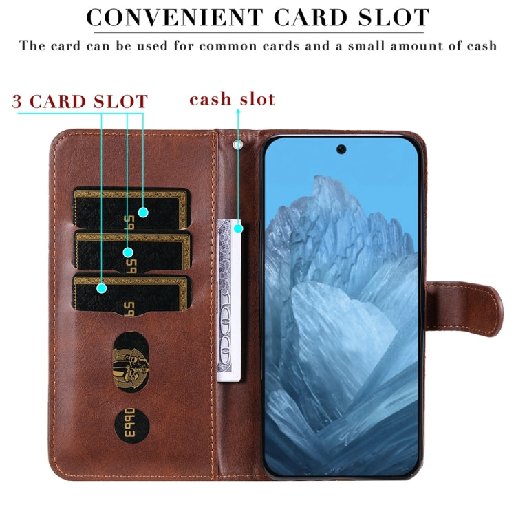 For Google Pixel 9 Fashion Calf Texture Zipper Leather Phone Case(Brown) - Google Cases by PMC TechLife | Online Shopping South Africa | PMC TechLife | Buy Now Pay Later Mobicred
