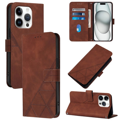 For iPhone 16 Pro Crossbody 3D Embossed Flip Leather Phone Case(Brown) - iPhone 16 Pro Cases by PMC Jewellery | Online Shopping South Africa | PMC Jewellery | Buy Now Pay Later Mobicred