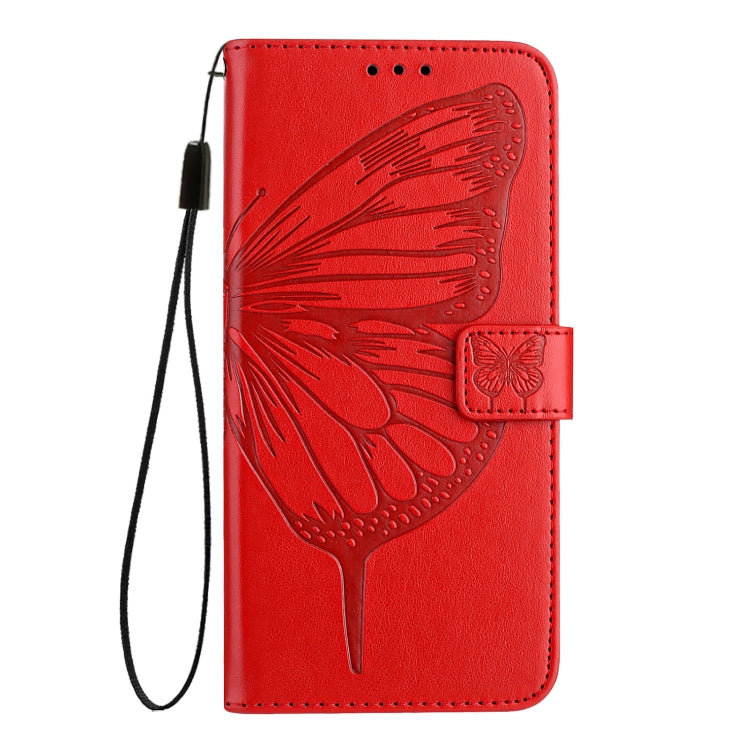 For iPhone 16 Pro Embossed Butterfly Leather Phone Case(Red) - iPhone 16 Pro Cases by PMC Jewellery | Online Shopping South Africa | PMC Jewellery | Buy Now Pay Later Mobicred