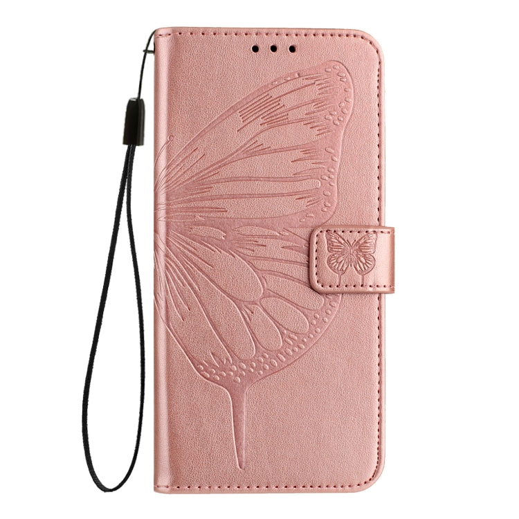 For iPhone 16 Plus Embossed Butterfly Leather Phone Case(Rose Gold) - iPhone 16 Plus Cases by PMC Jewellery | Online Shopping South Africa | PMC Jewellery | Buy Now Pay Later Mobicred