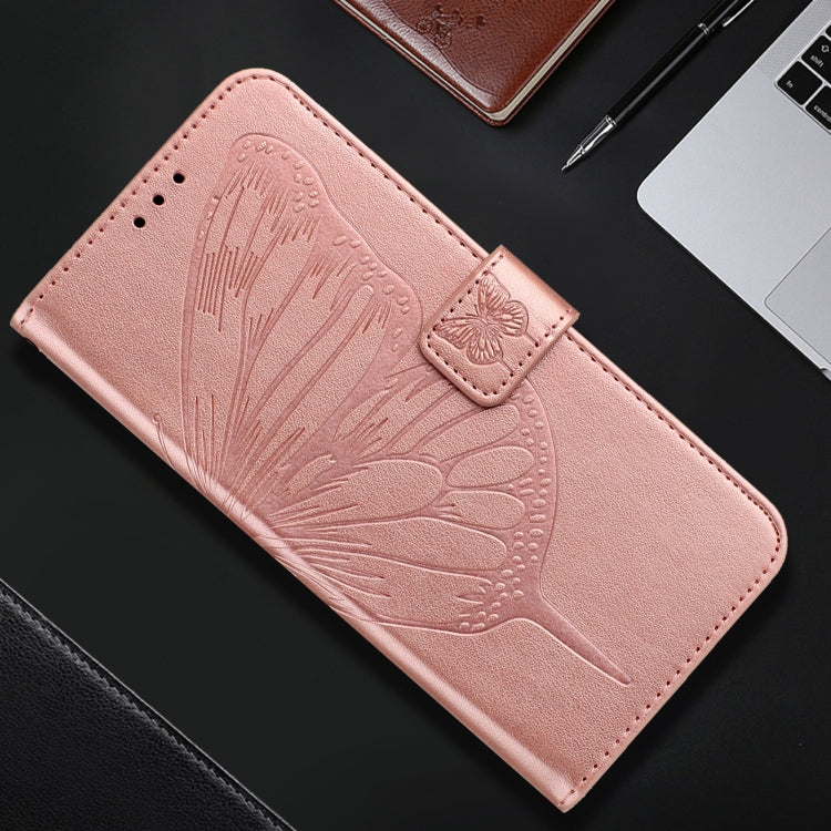 For iPhone 16 Plus Embossed Butterfly Leather Phone Case(Rose Gold) - iPhone 16 Plus Cases by PMC Jewellery | Online Shopping South Africa | PMC Jewellery | Buy Now Pay Later Mobicred