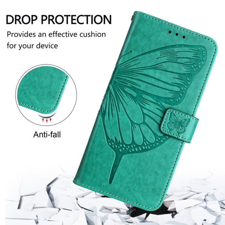 For iPhone 16 Plus Embossed Butterfly Leather Phone Case(Green) - iPhone 16 Plus Cases by PMC TechLife | Online Shopping South Africa | PMC TechLife | Buy Now Pay Later Mobicred