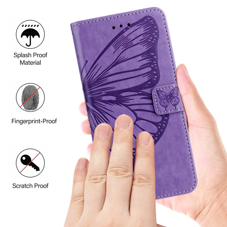 For iPhone 16 Plus Embossed Butterfly Leather Phone Case(Light Purple) - iPhone 16 Plus Cases by PMC Jewellery | Online Shopping South Africa | PMC Jewellery | Buy Now Pay Later Mobicred