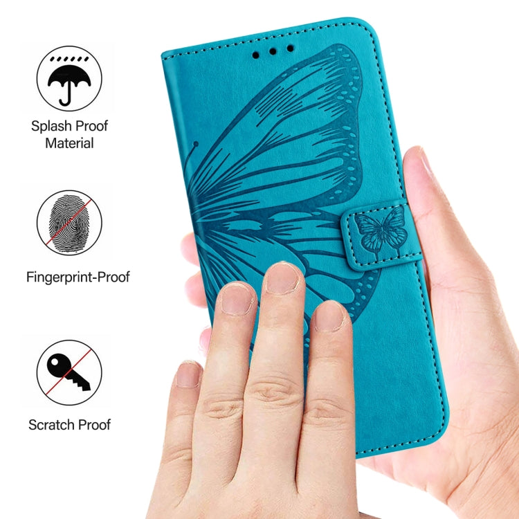 For iPhone 16 Embossed Butterfly Leather Phone Case(Blue) - iPhone 16 Cases by PMC Jewellery | Online Shopping South Africa | PMC Jewellery | Buy Now Pay Later Mobicred