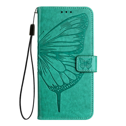 For iPhone 16 Embossed Butterfly Leather Phone Case(Green) - iPhone 16 Cases by PMC Jewellery | Online Shopping South Africa | PMC Jewellery | Buy Now Pay Later Mobicred