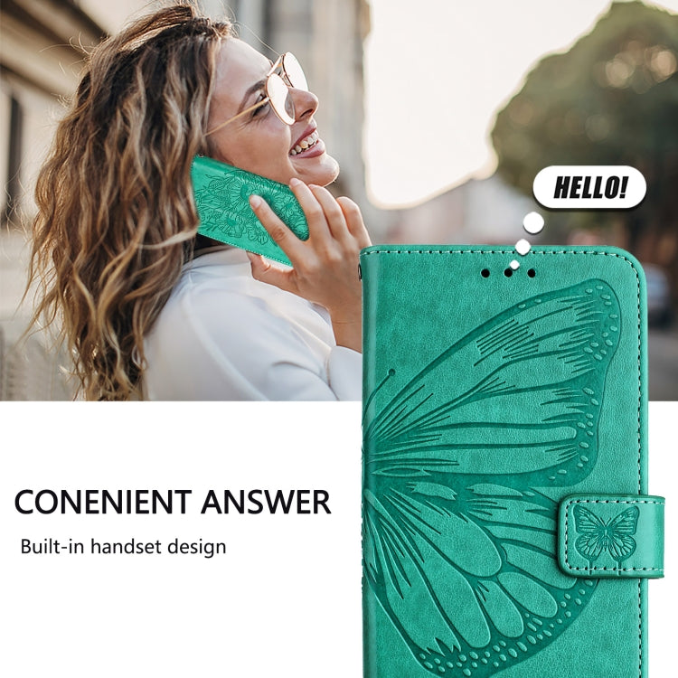 For iPhone 16 Embossed Butterfly Leather Phone Case(Green) - iPhone 16 Cases by PMC TechLife | Online Shopping South Africa | PMC TechLife | Buy Now Pay Later Mobicred