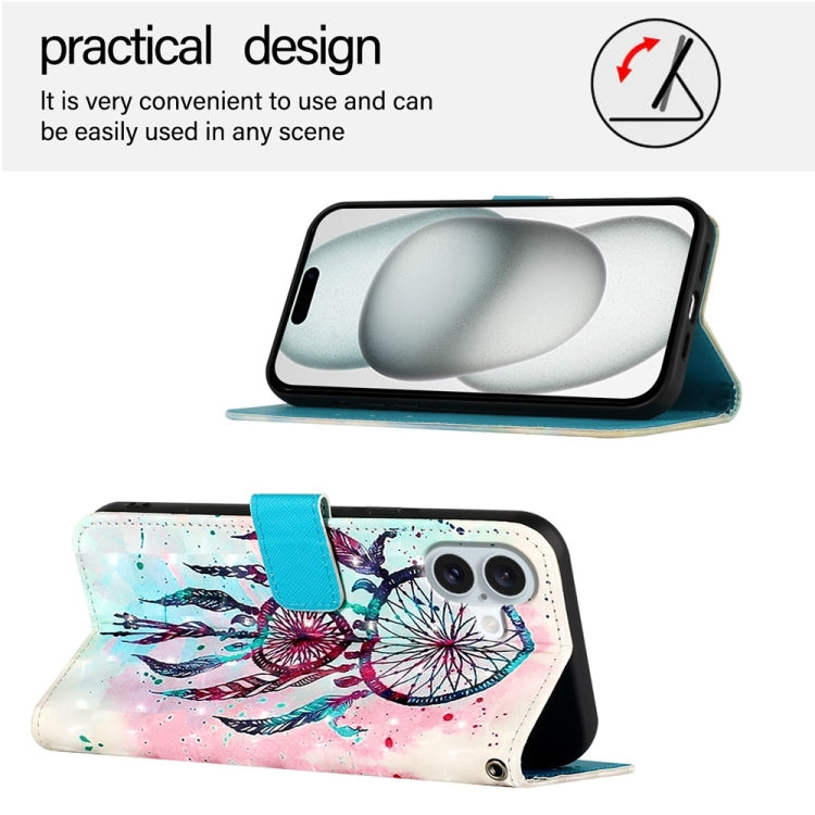 For iPhone 16 Plus 3D Painting Horizontal Flip Leather Phone Case(Color Drop Wind Chimes) - iPhone 16 Plus Cases by PMC TechLife | Online Shopping South Africa | PMC TechLife | Buy Now Pay Later Mobicred