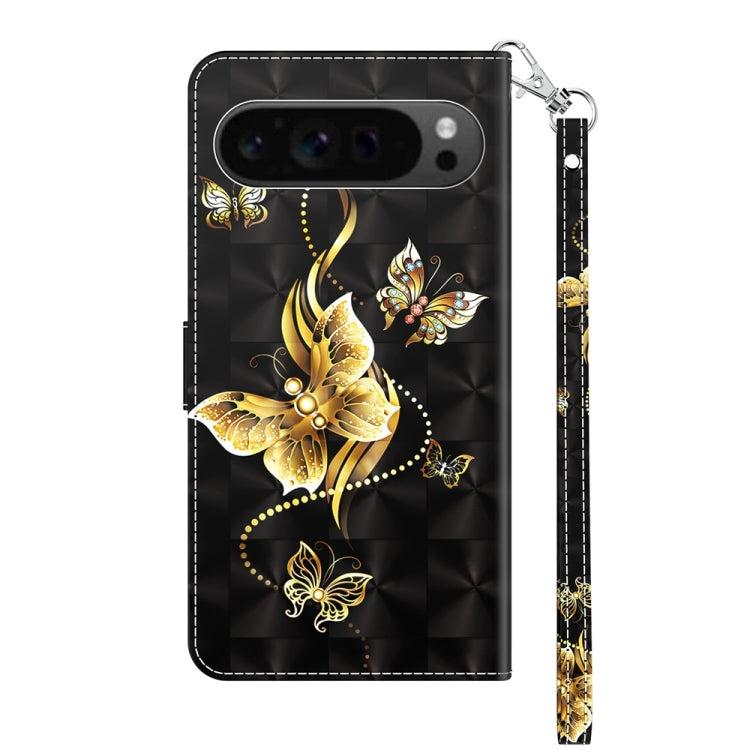 For Google Pixel 9 3D Painted Pattern Leather Phone Case(Golden Butterfly) - free shipping - PMC TechLife - Order now!
