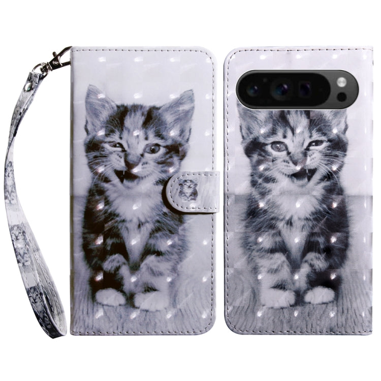 For Google Pixel 9 3D Painted Pattern Leather Phone Case(Smile Cat) - Google Cases by PMC TechLife | Online Shopping South Africa | PMC TechLife | Buy Now Pay Later Mobicred