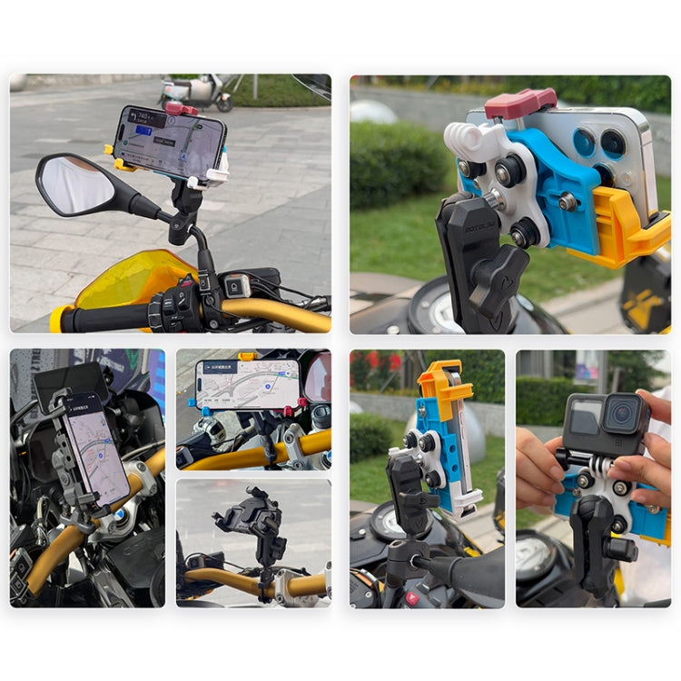 MOTOSLG Crab Motorcycle Phone Clamp Bracket U-Type Headbar Mount(Yellow Blue White) - Holder by MOTOLSG | Online Shopping South Africa | PMC TechLife | Buy Now Pay Later Mobicred