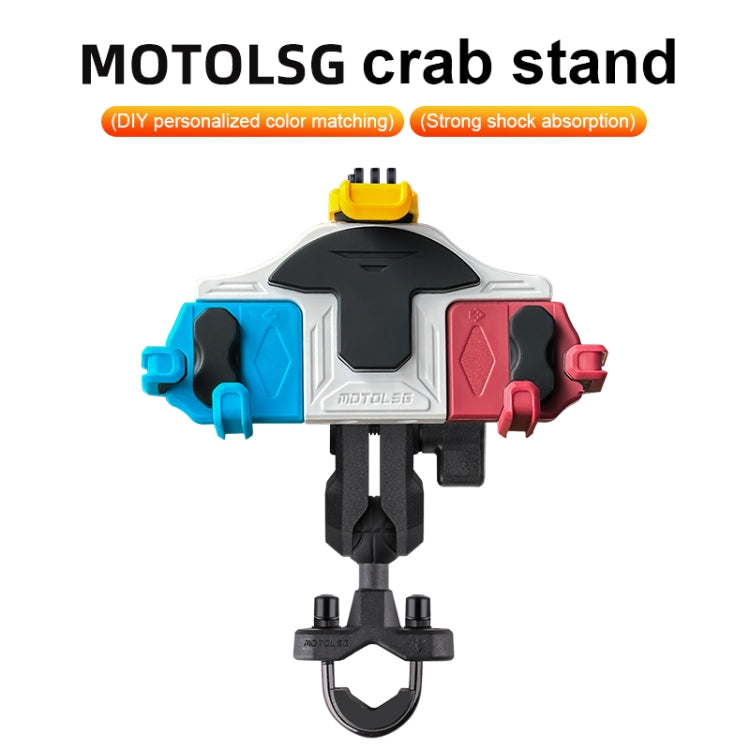 MOTOSLG Crab Motorcycle Phone Clamp Bracket U-Type Headbar Mount(Yellow Blue White) - Holder by MOTOLSG | Online Shopping South Africa | PMC TechLife | Buy Now Pay Later Mobicred