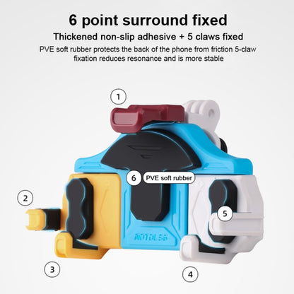 MOTOSLG Crab Motorcycle Phone Clamp Bracket M10 Ballhead Mount(Yellow Blue White) - Holder by MOTOLSG | Online Shopping South Africa | PMC Jewellery | Buy Now Pay Later Mobicred