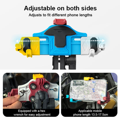 MOTOSLG Crab Motorcycle Phone Clamp Bracket M10 Ballhead Mount with Anti-theft Lock(Yellow Blue White) - Holder by MOTOLSG | Online Shopping South Africa | PMC Jewellery | Buy Now Pay Later Mobicred