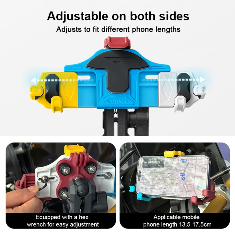 MOTOSLG Crab Motorcycle Phone Clamp Bracket O-Type Rear Mirror Mount(Blue White Red) - Holder by MOTOLSG | Online Shopping South Africa | PMC Jewellery | Buy Now Pay Later Mobicred