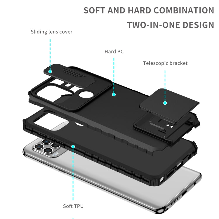 For Motorola Moto G Stylus 5G Stereoscopic Holder Sliding Camshield Phone Case(Black) - Motorola Cases by PMC TechLife | Online Shopping South Africa | PMC TechLife