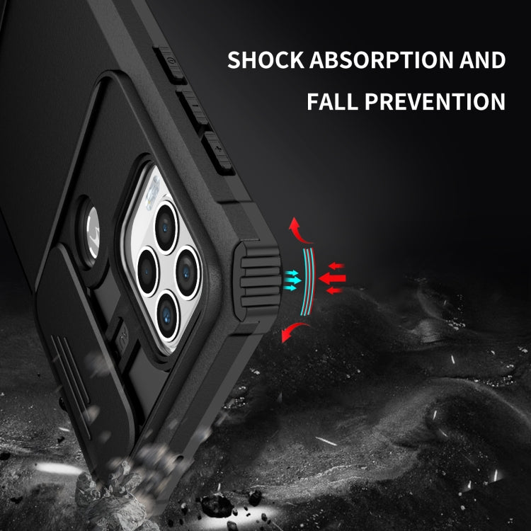 For Motorola Moto G Stylus 5G Stereoscopic Holder Sliding Camshield Phone Case(Black) - Motorola Cases by PMC TechLife | Online Shopping South Africa | PMC TechLife