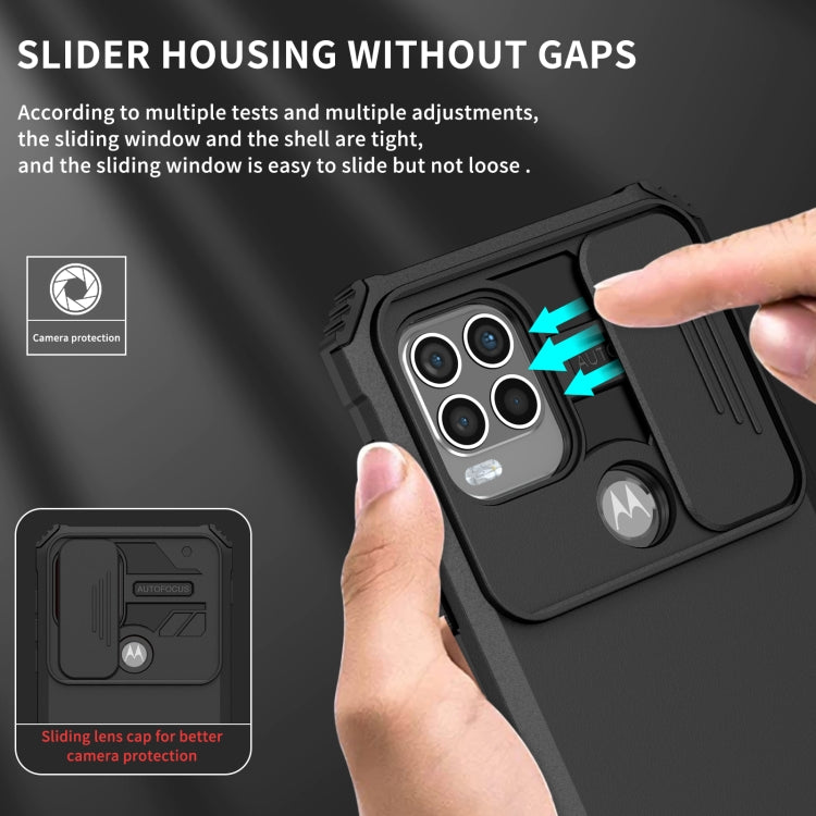 For Motorola Moto G Stylus 5G Stereoscopic Holder Sliding Camshield Phone Case(Black) - Motorola Cases by PMC TechLife | Online Shopping South Africa | PMC TechLife