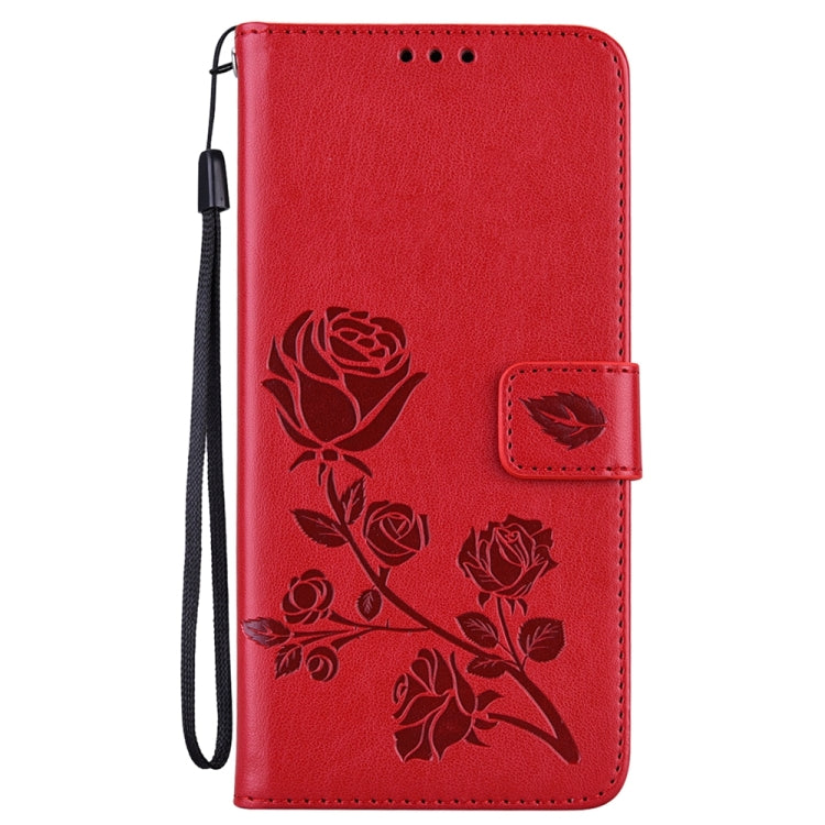 For Xiaomi Redmi Note 13 4G Rose Embossed Flip PU Leather Phone Case(Red) - Note 13 Cases by PMC TechLife | Online Shopping South Africa | PMC TechLife | Buy Now Pay Later Mobicred