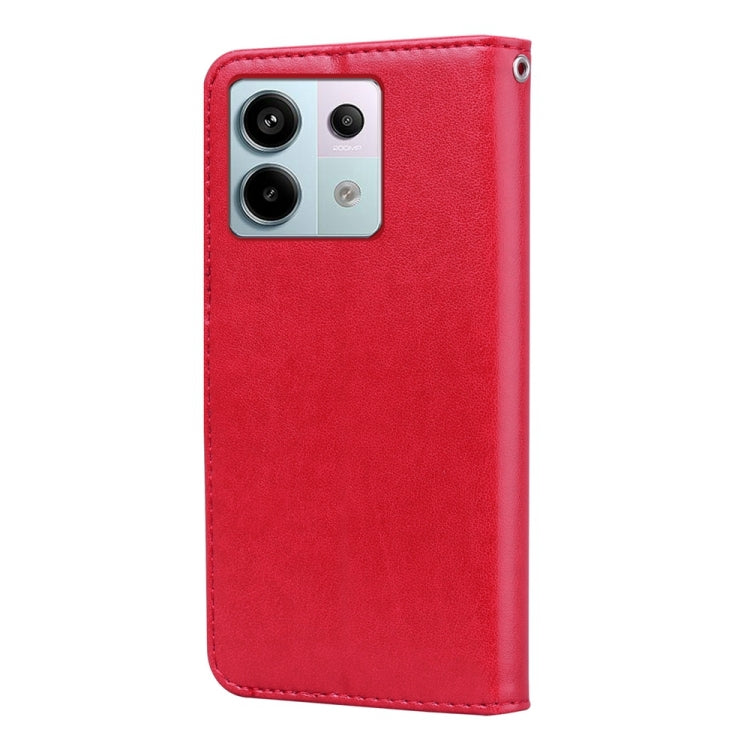 For Xiaomi Redmi Note 13 4G Rose Embossed Flip PU Leather Phone Case(Red) - Note 13 Cases by PMC TechLife | Online Shopping South Africa | PMC TechLife | Buy Now Pay Later Mobicred