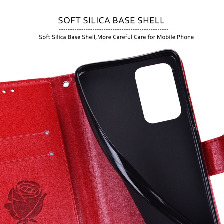 For Xiaomi Redmi Note 13 4G Rose Embossed Flip PU Leather Phone Case(Red) - Note 13 Cases by PMC TechLife | Online Shopping South Africa | PMC TechLife | Buy Now Pay Later Mobicred