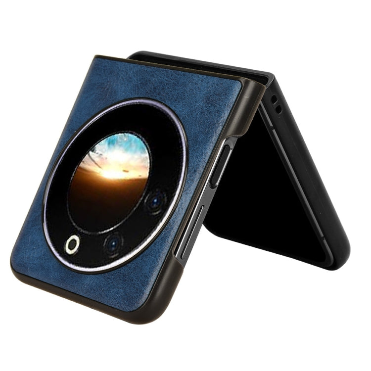 For Tecno Phantom V Flip Cow Pattern Sewing Back Cover Phone Case(Blue) - Tecno Cases by PMC TechLife | Online Shopping South Africa | PMC TechLife | Buy Now Pay Later Mobicred