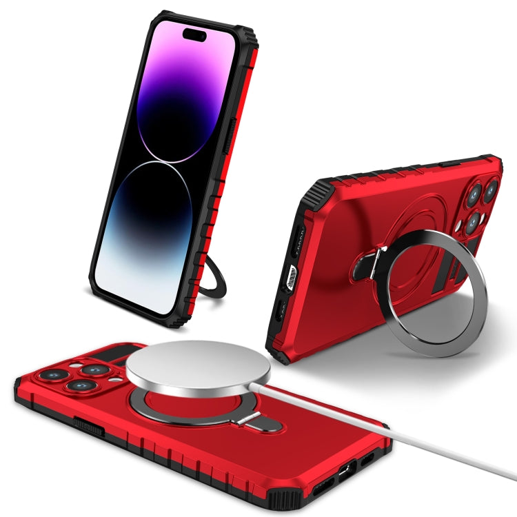 For iPhone 15 Pro MagSafe Magnetic Holder Phone Case(Red) - iPhone 15 Pro Cases by PMC TechLife | Online Shopping South Africa | PMC TechLife