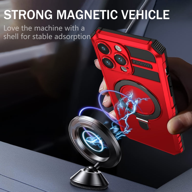 For iPhone 15 Pro MagSafe Magnetic Holder Phone Case(Red) - iPhone 15 Pro Cases by PMC TechLife | Online Shopping South Africa | PMC TechLife