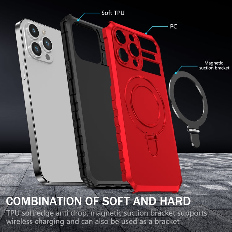 For iPhone 15 Pro MagSafe Magnetic Holder Phone Case(Red) - iPhone 15 Pro Cases by PMC TechLife | Online Shopping South Africa | PMC TechLife