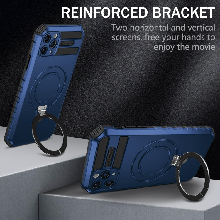 For iPhone 11 Pro Max MagSafe Magnetic Holder Phone Case(Blue) - iPhone 11 Pro Max Cases by PMC TechLife | Online Shopping South Africa | PMC TechLife