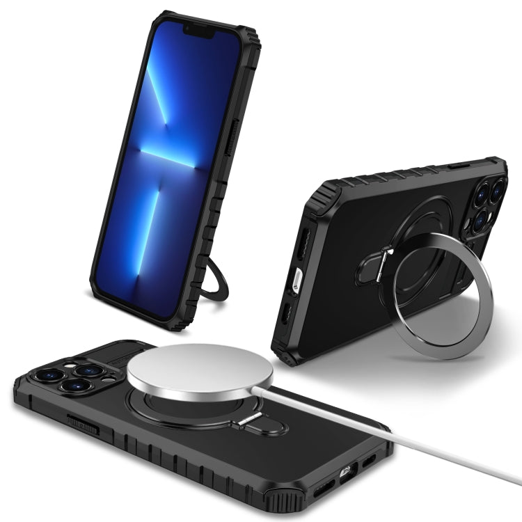 For iPhone 13 Pro Max MagSafe Magnetic Holder Phone Case(Black) - iPhone 13 Pro Max Cases by PMC TechLife | Online Shopping South Africa | PMC TechLife