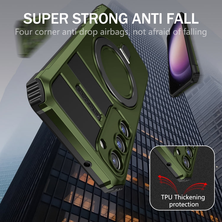 For Samsung Galaxy S23+ 5G MagSafe Magnetic Holder Phone Case(Green) - Galaxy S23+ 5G Cases by PMC TechLife | Online Shopping South Africa | PMC TechLife