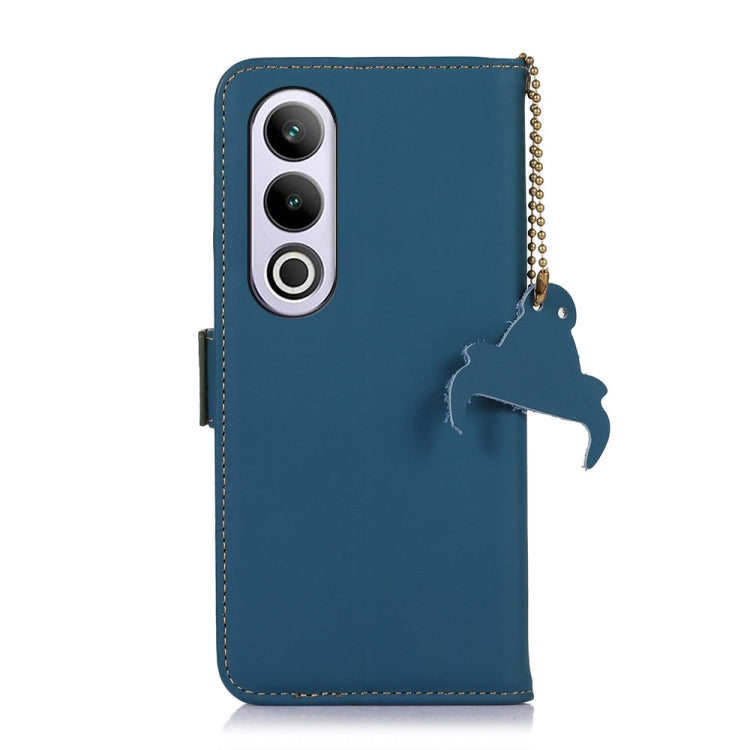 For OnePlus Nord CE4 5G Global Genuine Leather Magnetic RFID Leather Phone Case(Blue) - OnePlus Cases by PMC TechLife | Online Shopping South Africa | PMC TechLife | Buy Now Pay Later Mobicred
