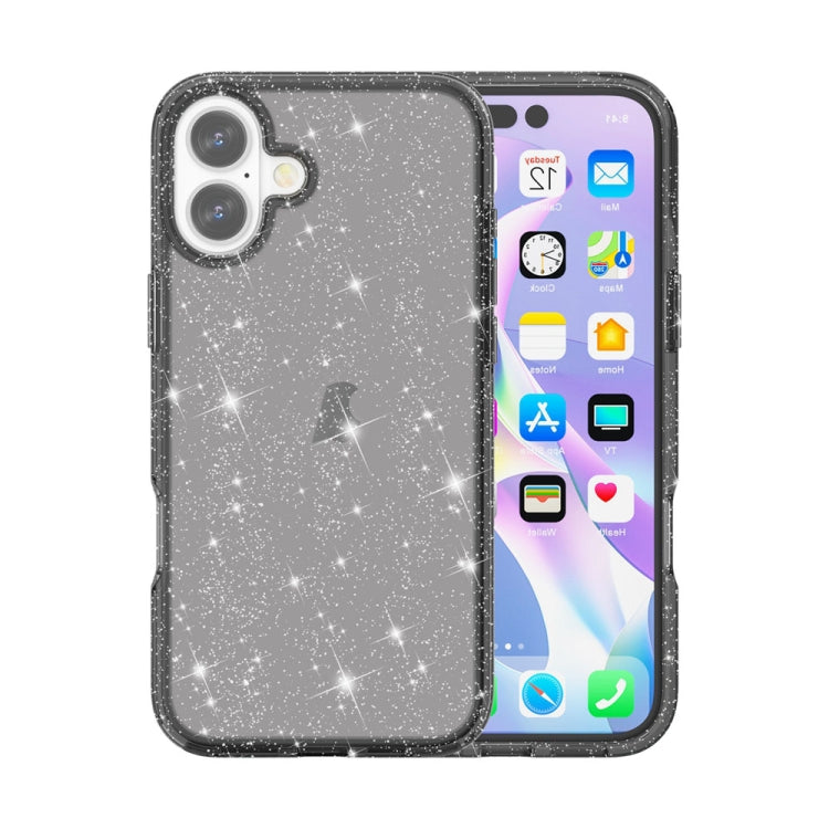 For iPhone 16 Plus Shockproof Terminator Glitter Powder Phone Case(Black) - iPhone 16 Plus Cases by PMC TechLife | Online Shopping South Africa | PMC TechLife | Buy Now Pay Later Mobicred