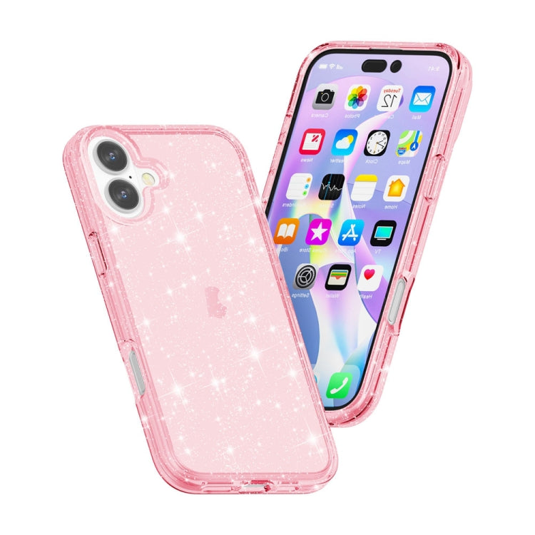 For iPhone 16 Shockproof Terminator Glitter Powder Phone Case(Pink) - iPhone 16 Cases by PMC TechLife | Online Shopping South Africa | PMC TechLife | Buy Now Pay Later Mobicred