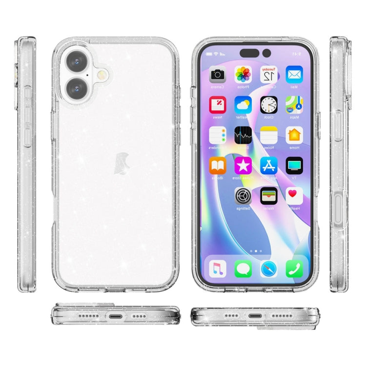 For iPhone 16 Shockproof Terminator Glitter Powder Phone Case(White) - iPhone 16 Cases by PMC TechLife | Online Shopping South Africa | PMC TechLife | Buy Now Pay Later Mobicred