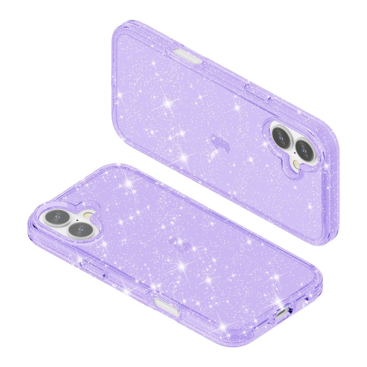 For iPhone 16 Shockproof Terminator Glitter Powder Phone Case(Purple) - iPhone 16 Cases by PMC Jewellery | Online Shopping South Africa | PMC Jewellery | Buy Now Pay Later Mobicred