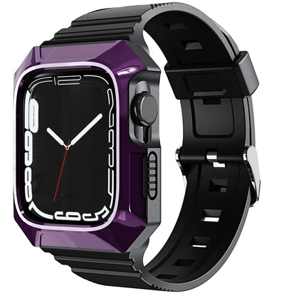 For Apple Watch Ultra 2 49mm PC Rugged Case Integrated TPU Watch Band(Purple) - Watch Bands by PMC Jewellery | Online Shopping South Africa | PMC Jewellery | Buy Now Pay Later Mobicred