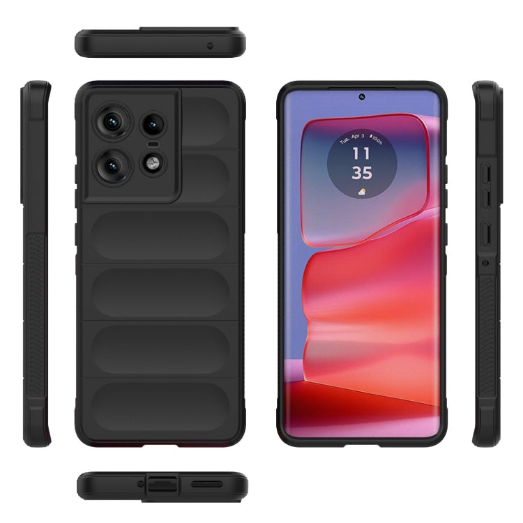 For Motorola Edge 50 Pro 5G Global Magic Shield TPU + Flannel Phone Case(Black) - Motorola Cases by PMC TechLife | Online Shopping South Africa | PMC TechLife | Buy Now Pay Later Mobicred