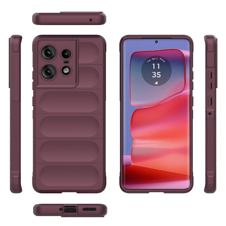 For Motorola Edge 50 Pro 5G Global Magic Shield TPU + Flannel Phone Case(Wine Red) - Motorola Cases by PMC TechLife | Online Shopping South Africa | PMC TechLife | Buy Now Pay Later Mobicred