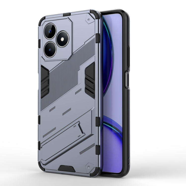 For Realme C53 4G Punk Armor 2 in 1 PC + TPU Phone Case with Holder(Grey) - Realme Cases by PMC TechLife | Online Shopping South Africa | PMC TechLife | Buy Now Pay Later Mobicred