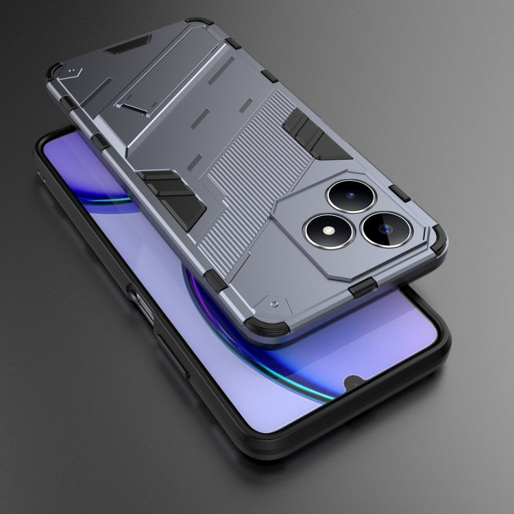 For Realme C53 4G Punk Armor 2 in 1 PC + TPU Phone Case with Holder(Grey) - Realme Cases by PMC TechLife | Online Shopping South Africa | PMC TechLife | Buy Now Pay Later Mobicred
