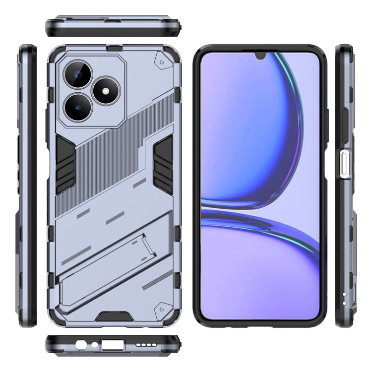 For Realme C53 4G Punk Armor 2 in 1 PC + TPU Phone Case with Holder(Grey) - Realme Cases by PMC TechLife | Online Shopping South Africa | PMC TechLife | Buy Now Pay Later Mobicred