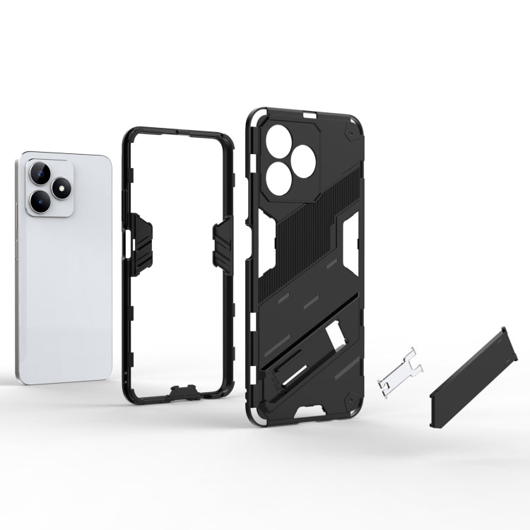For Realme C53 4G Punk Armor 2 in 1 PC + TPU Phone Case with Holder(Light Red) - Realme Cases by PMC TechLife | Online Shopping South Africa | PMC TechLife | Buy Now Pay Later Mobicred